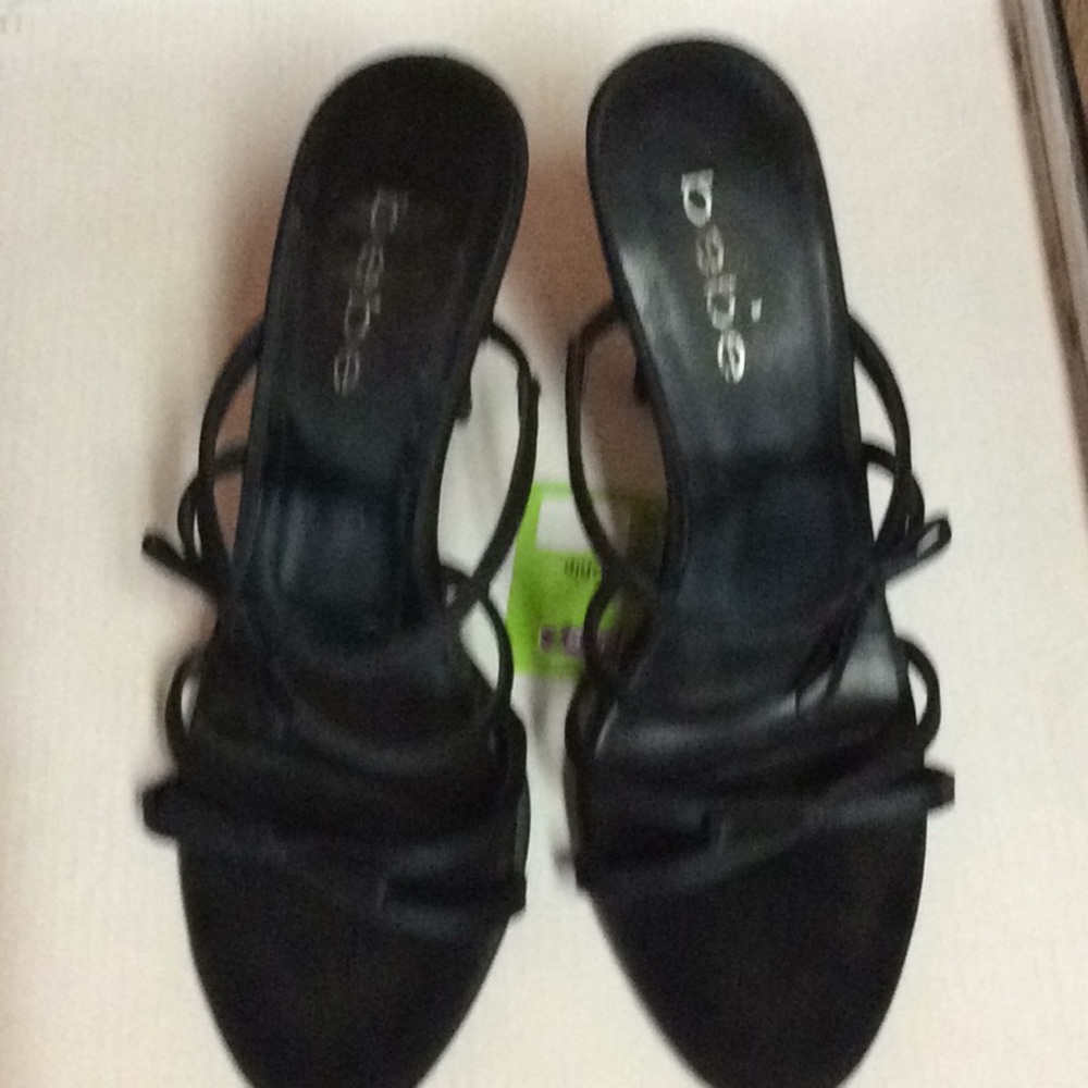 Bebe Black ribbon strappy heels 5 Made in Spain